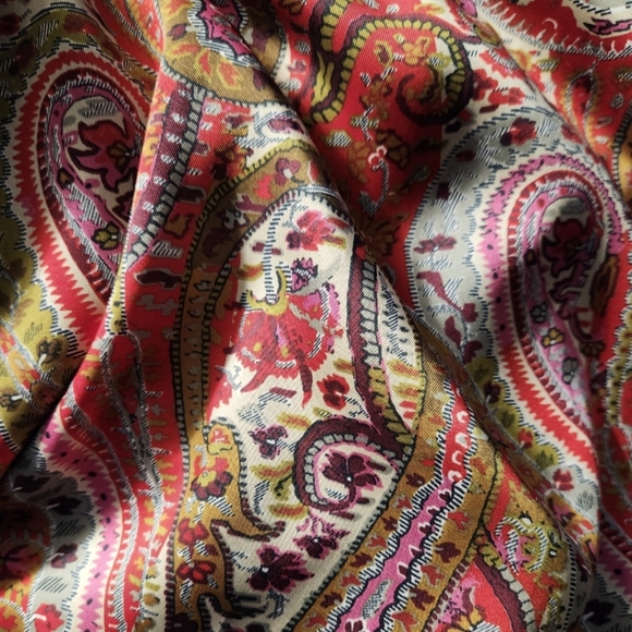 PAISLEY Faux Wrap long sleeve Zara dress - red olive cream - Picture 7 of 8